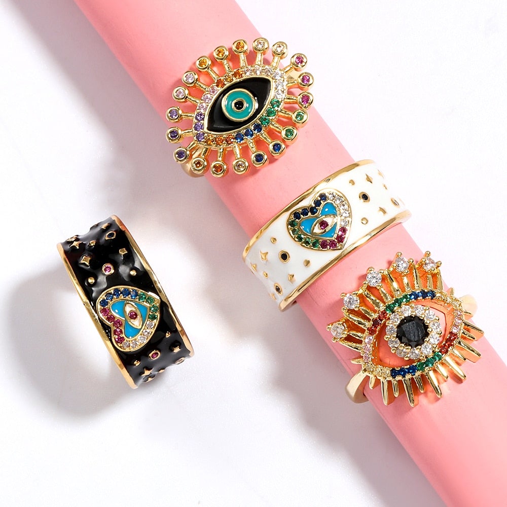 Crystal Evil Eye Rings