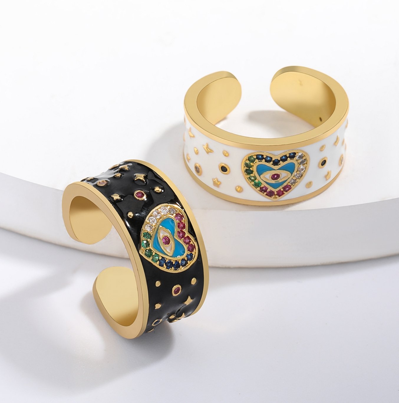 Crystal Evil Eye Rings