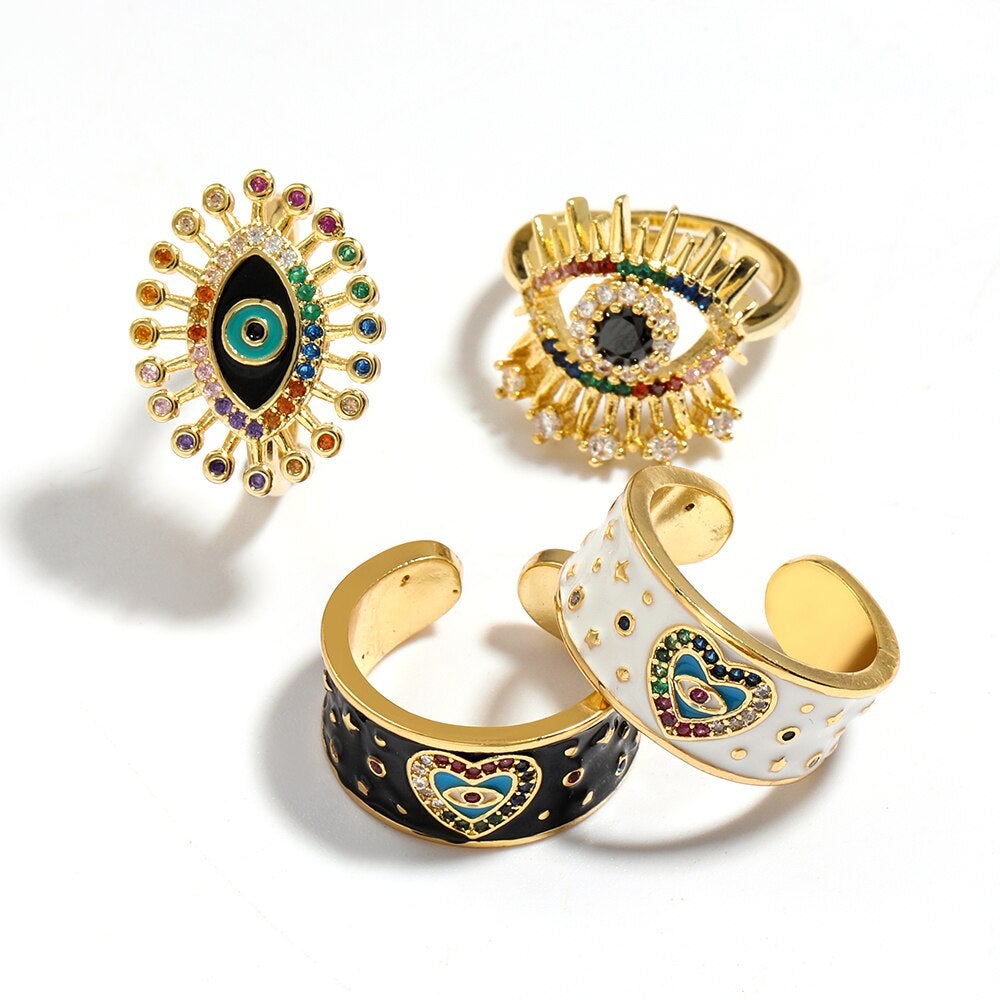 Crystal Evil Eye Rings
