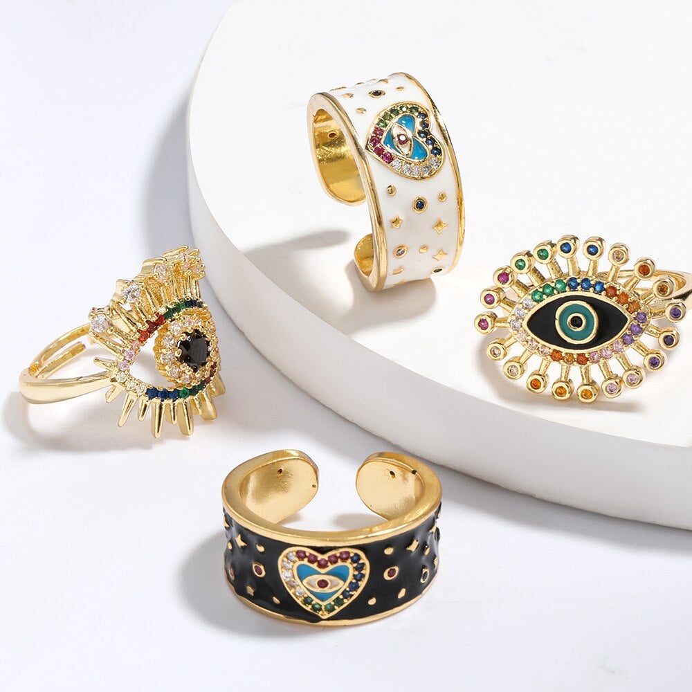 Crystal Evil Eye Rings