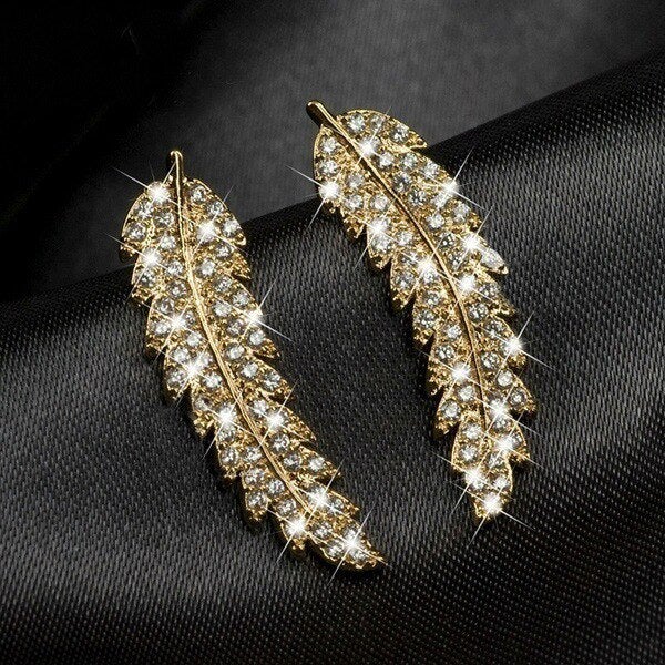 Crystal Feather Earrings