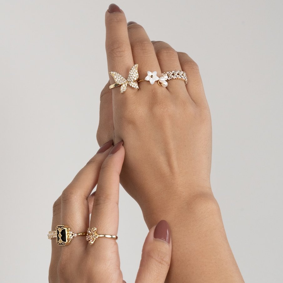 Crystal Flower & Butterfly Rings
