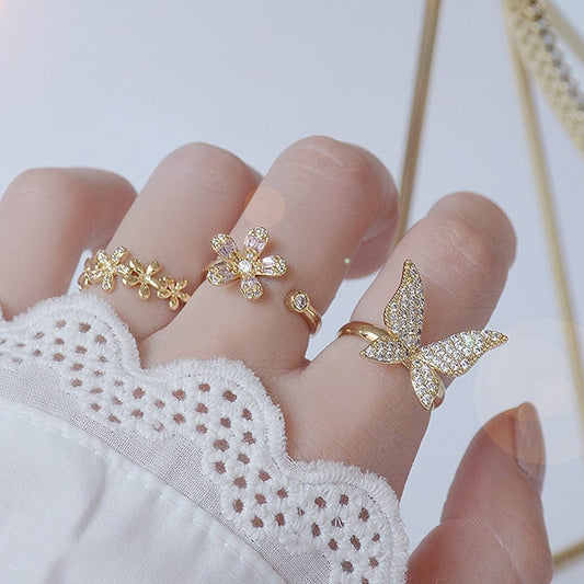 Crystal Flower & Butterfly Rings