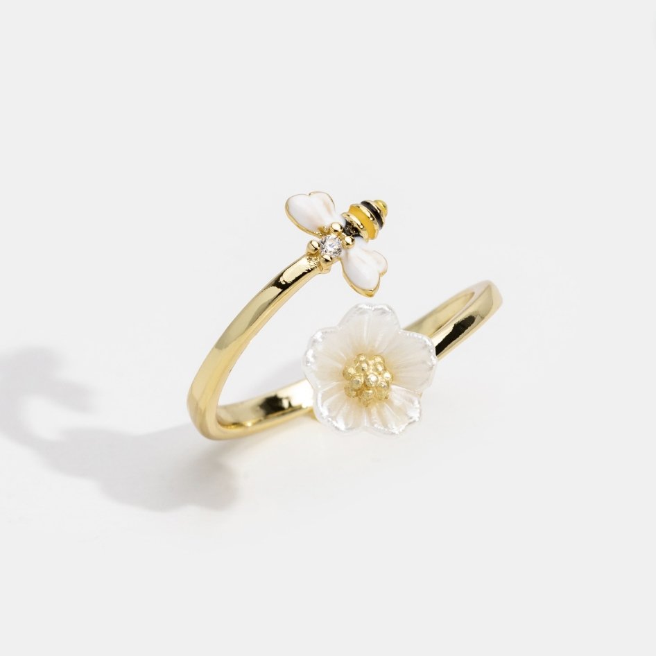 Bague fleur d'abeille en cristal