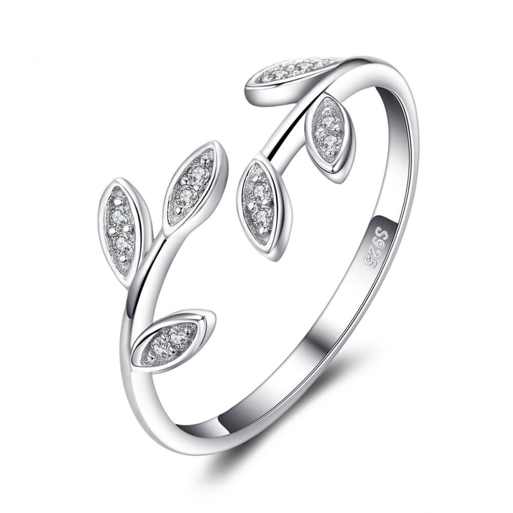 Crystal Leaf 925 Sterling Silver Ring