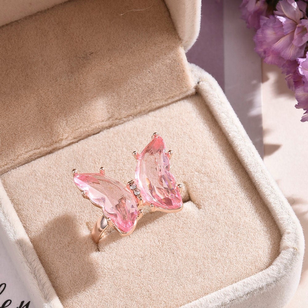 Crystal Mia Butterfly Ring