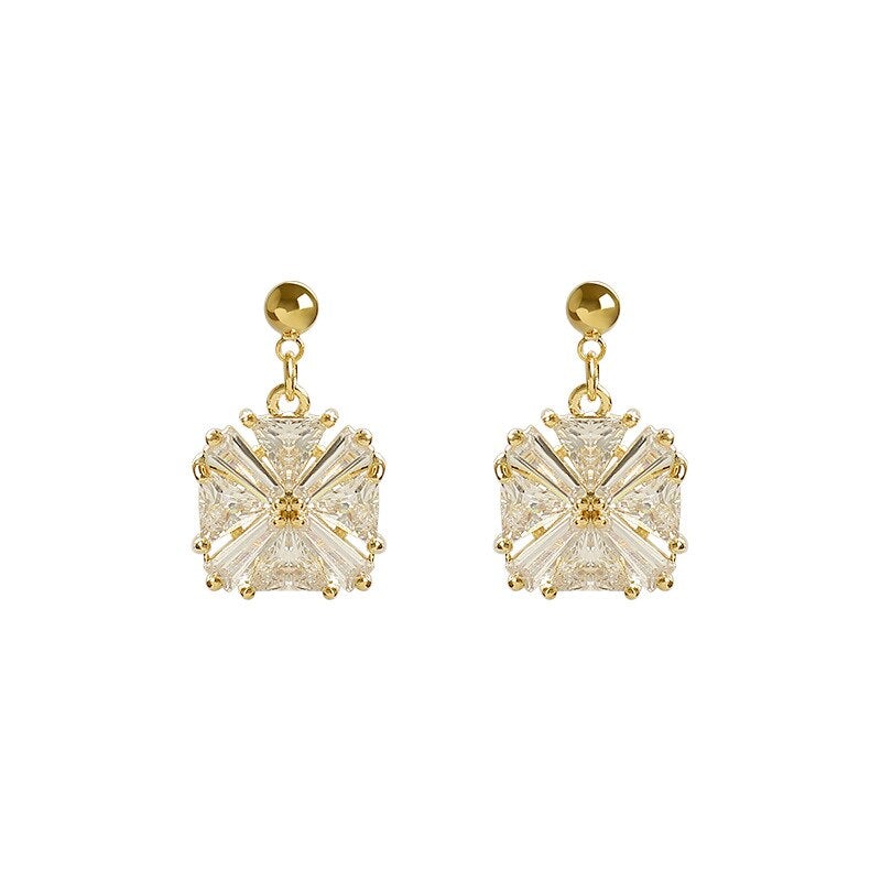 Crystal Square Drop Earrings