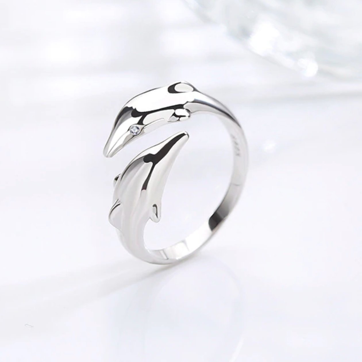 Bague en argent sterling avec dauphin