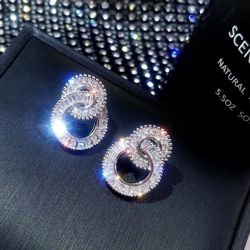 Double Crystal Hoop Earrings