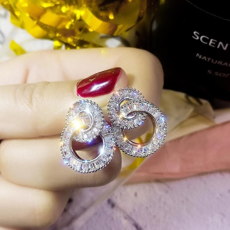 Double Crystal Hoop Earrings