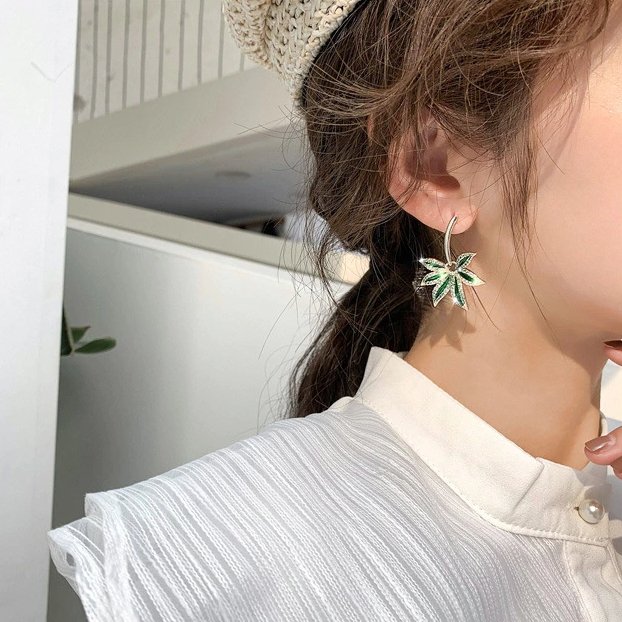 Enchanted Green Leaf Earrings