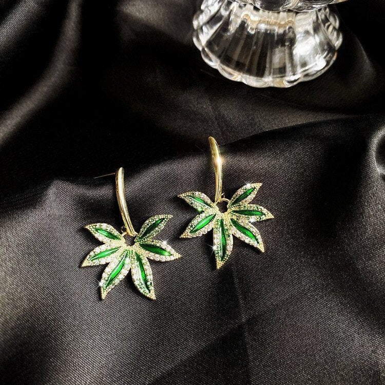 Enchanted Green Leaf Earrings