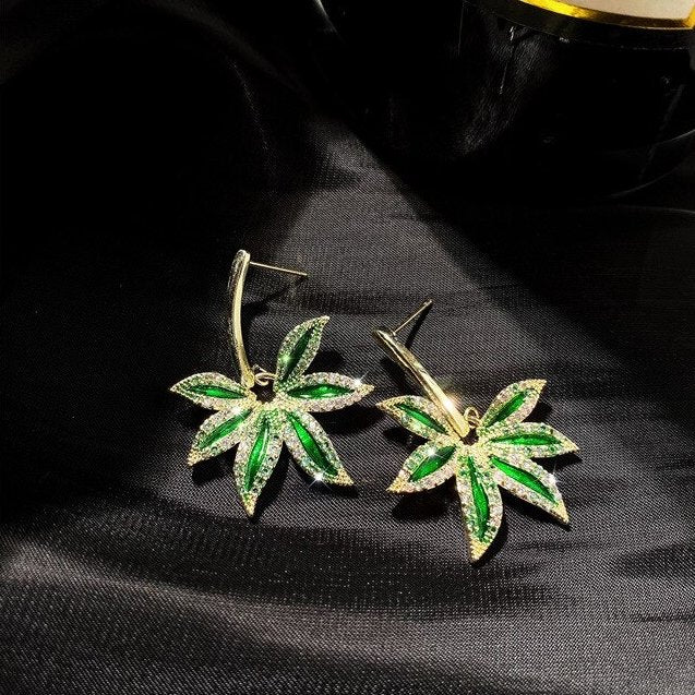 Enchanted Green Leaf Earrings