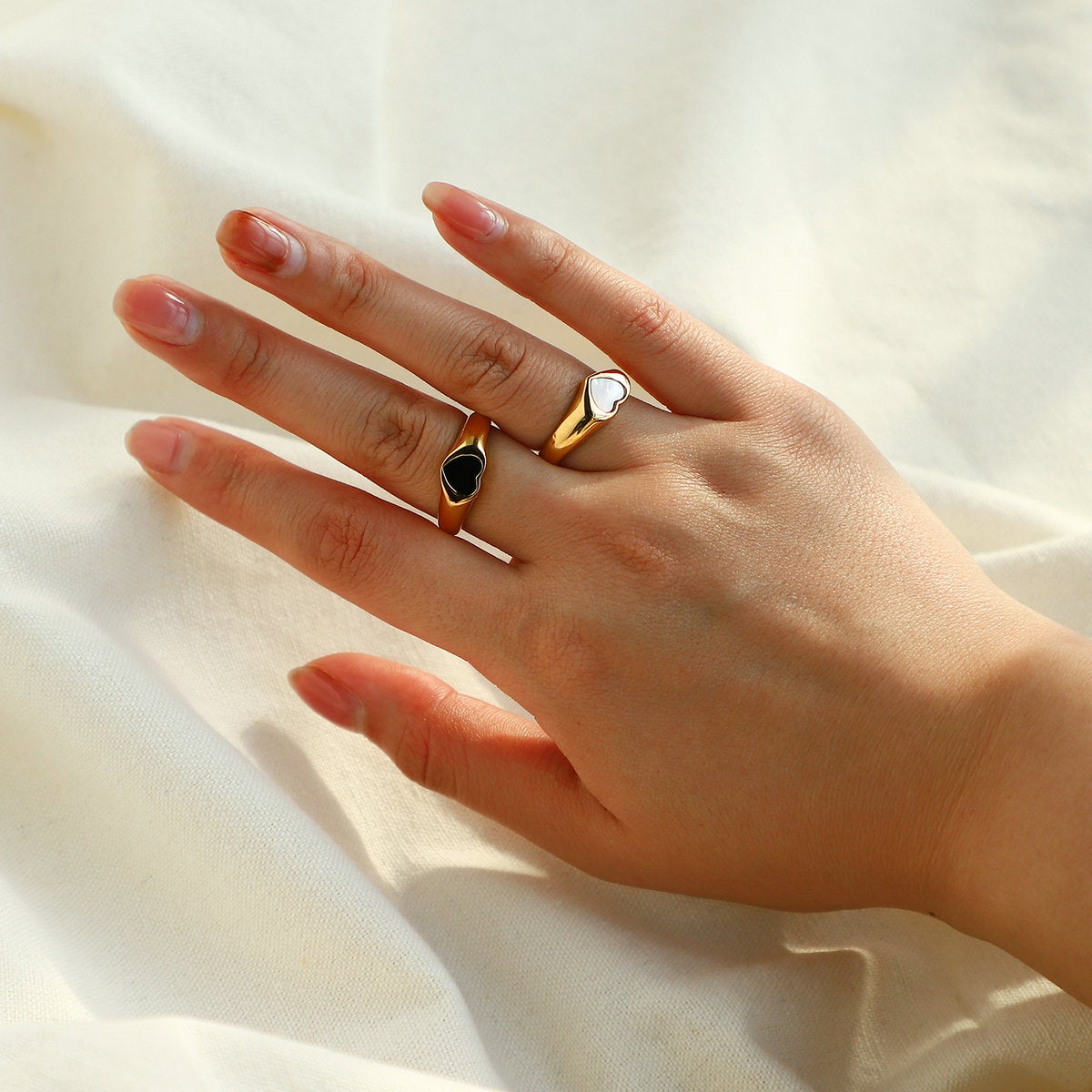 'Falling For You' Gold Heart Rings