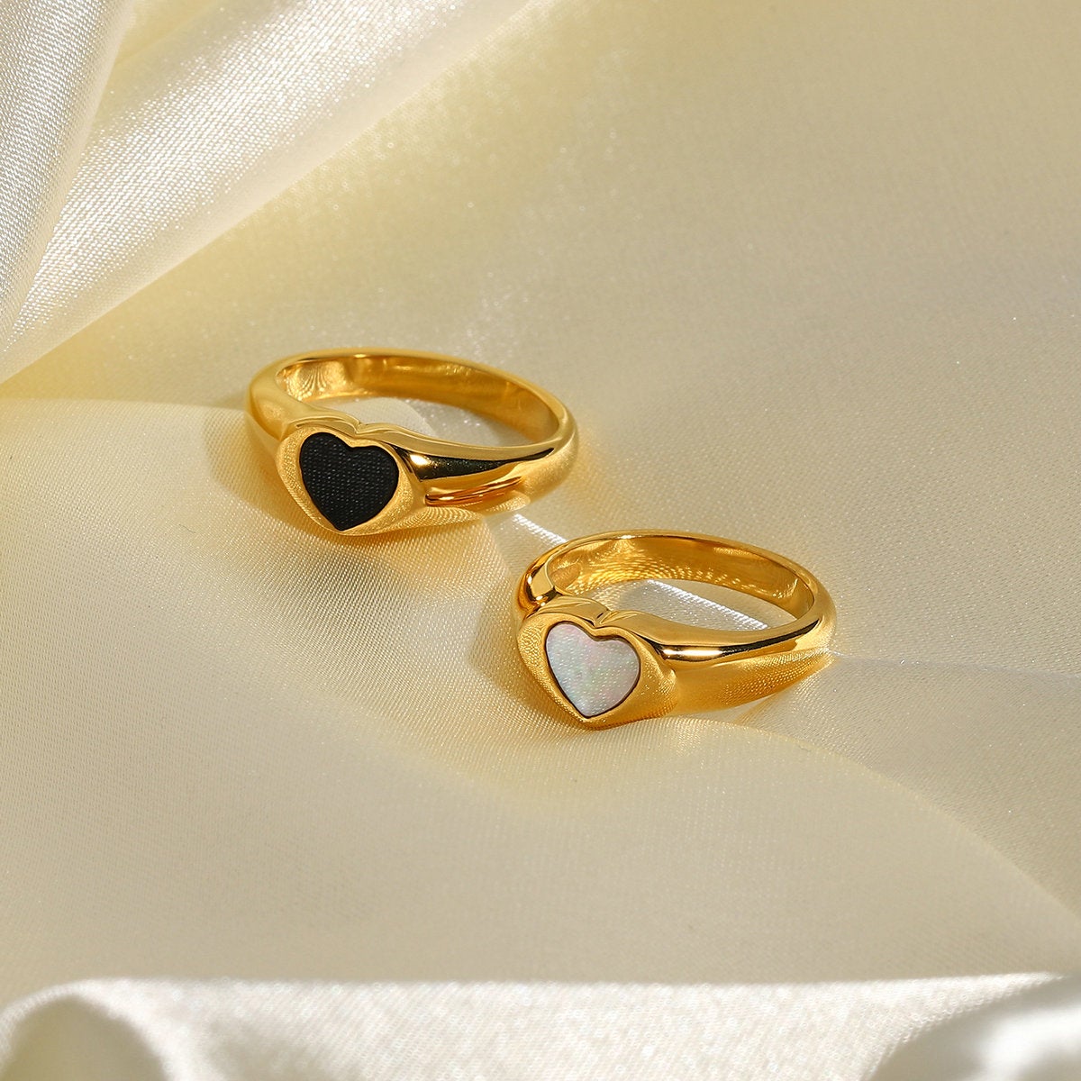 'Falling For You' Gold Heart Rings