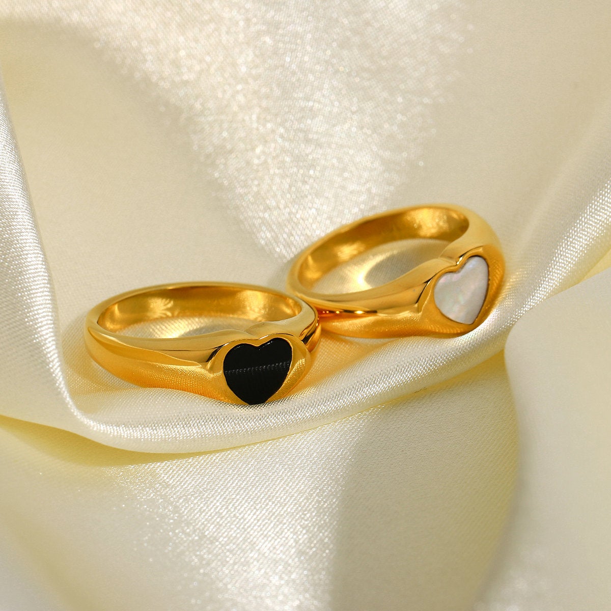 'Falling For You' Gold Heart Rings