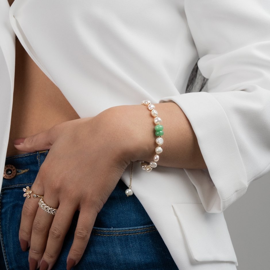 Freshwater Pearl & Aventurine Bracelet