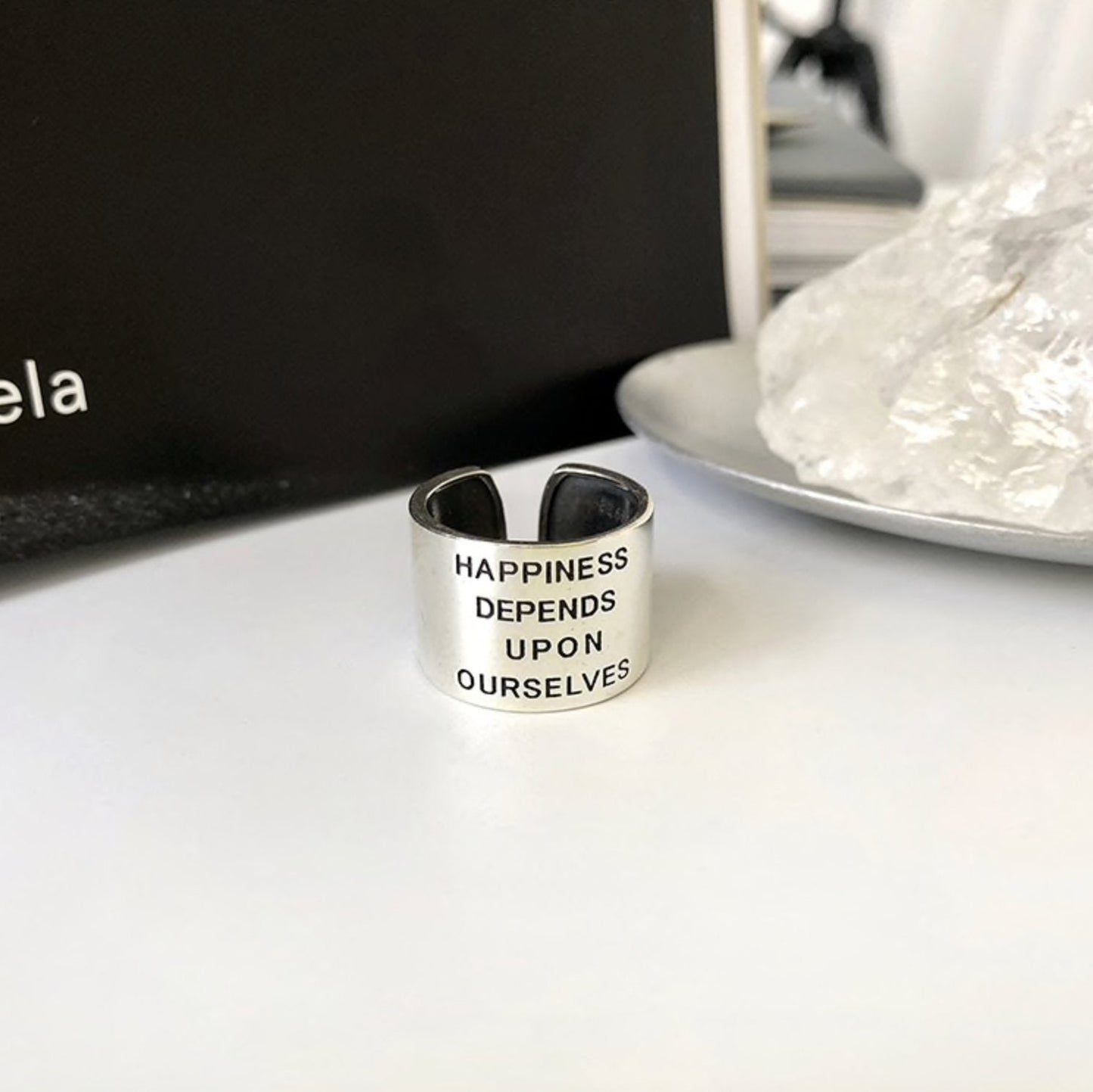 'Happiness Depends Upon Ourselves' Ring