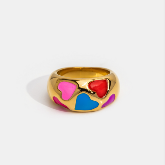 ‘Happy In Love’ Multicolor Heart Ring