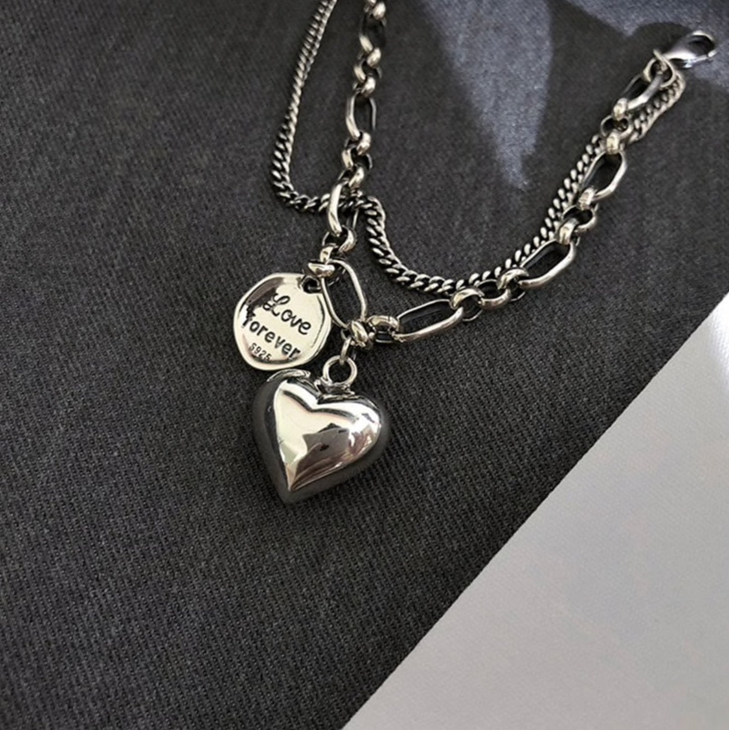 'Love Forever' Silver Charm Bracelet