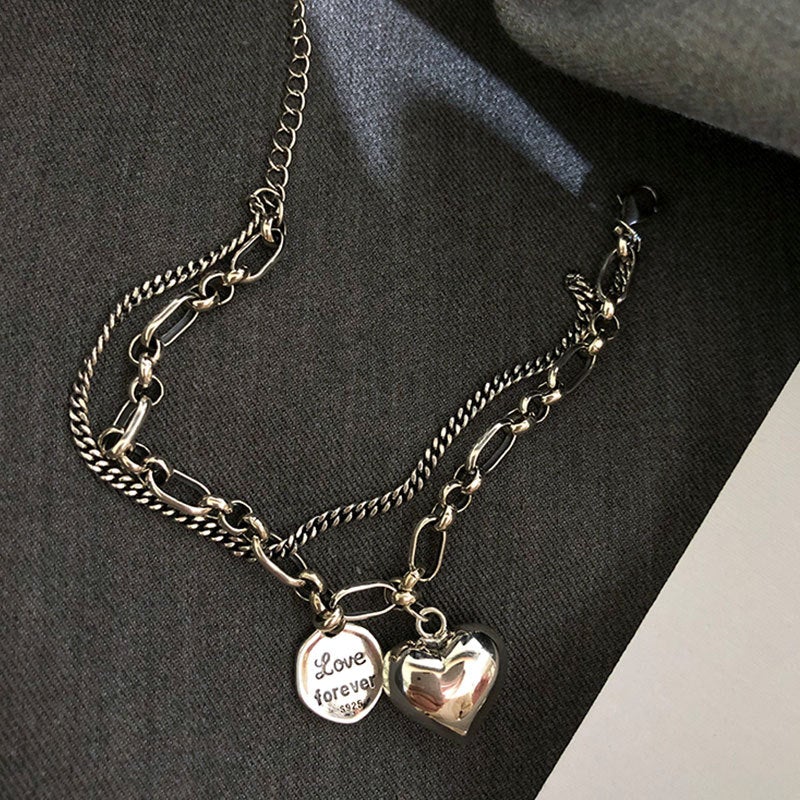 'Love Forever' Silver Charm Bracelet