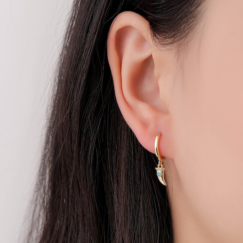 Lucky Horn Hoop Earrings