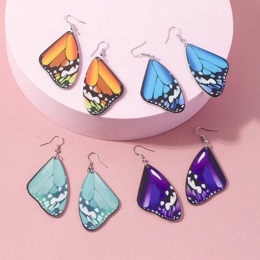 Multi-Colored Butterfly Drop Earrings