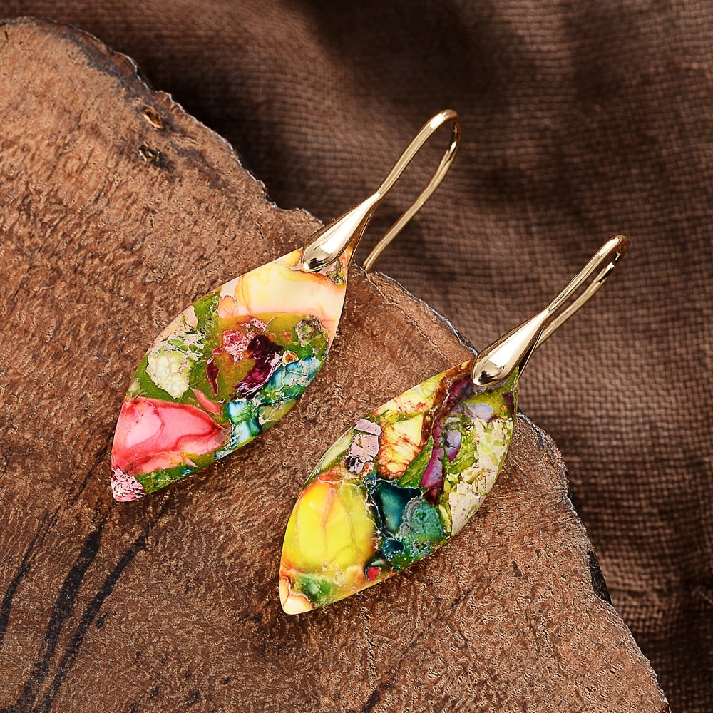 Boucles d'Oreilles Pierre Régalite Multicolore
