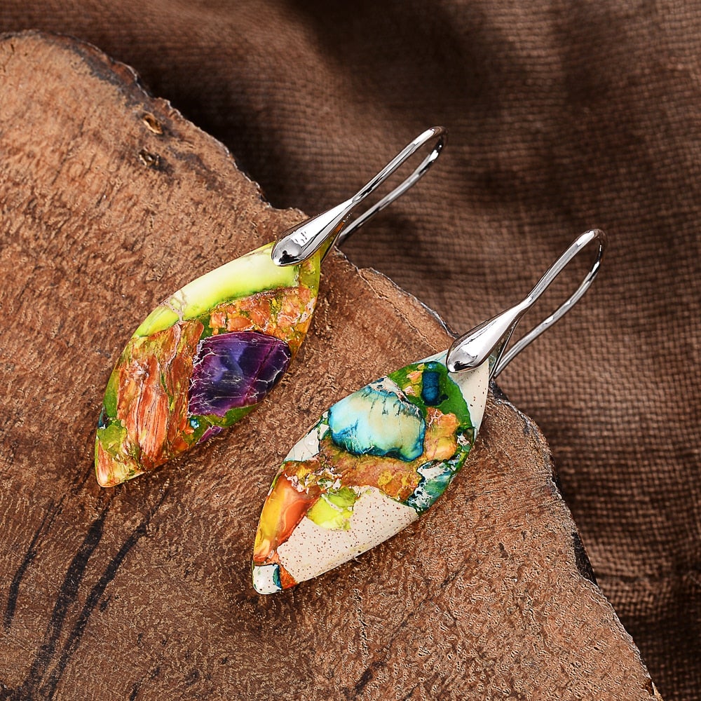 Boucles d'Oreilles Pierre Régalite Multicolore