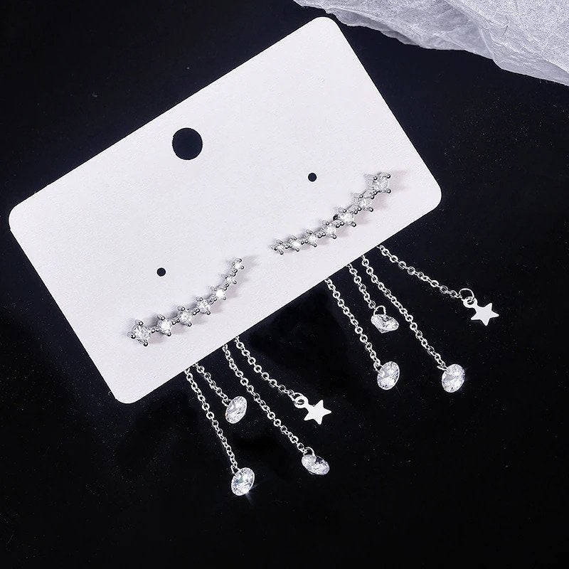 Orelia Star & Crystal Tassel Earrings