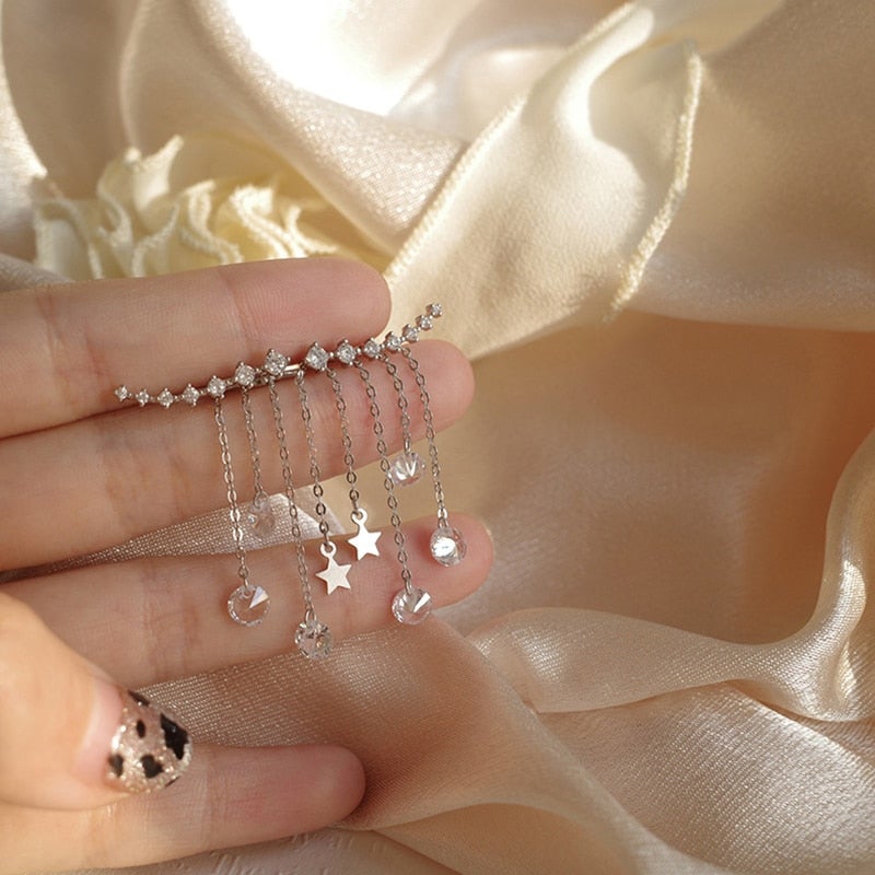 Orelia Star & Crystal Tassel Earrings