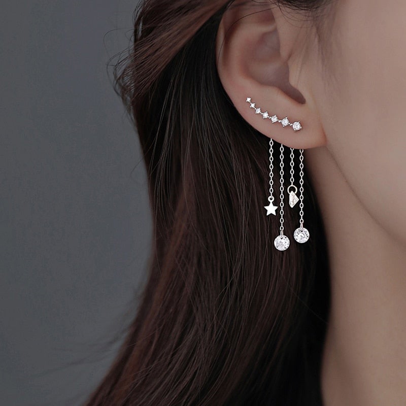 Orelia Star & Crystal Tassel Earrings