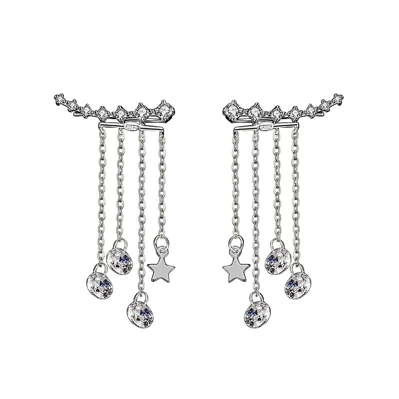 Orelia Star & Crystal Tassel Earrings
