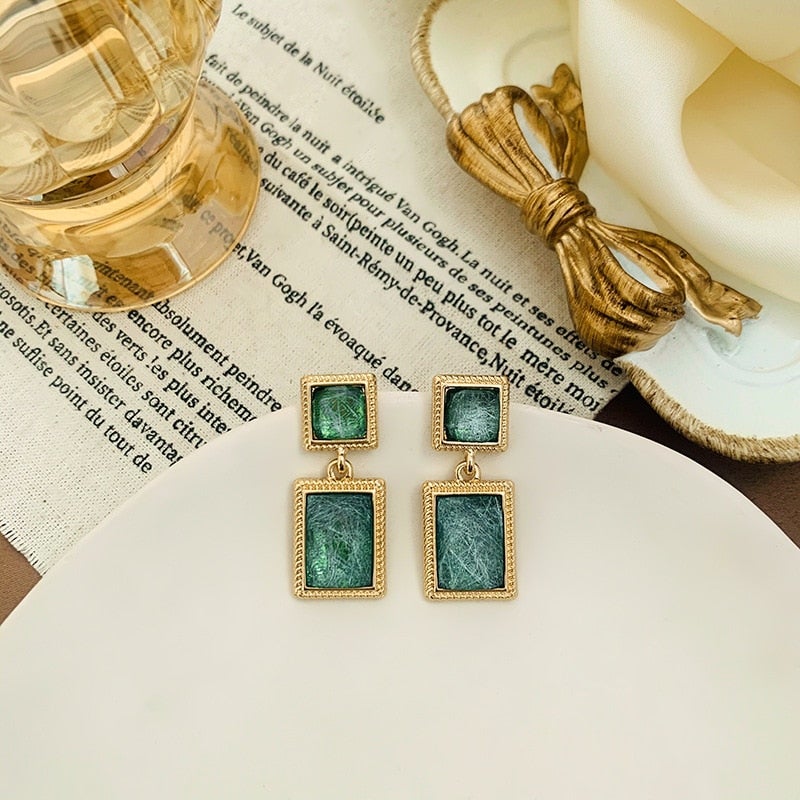 Vintage Emerald Green Drop Earrings
