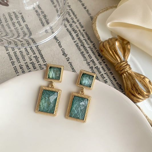 Vintage Emerald Green Drop Earrings