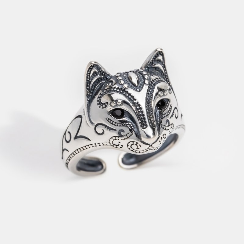 Vintage Silver Cat Mask Ring